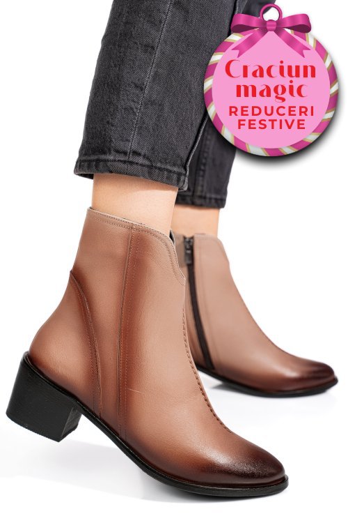 Ghete taupe piele naturala 4pc3000