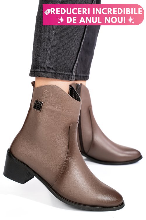 Ghete taupe piele naturala 2pc551