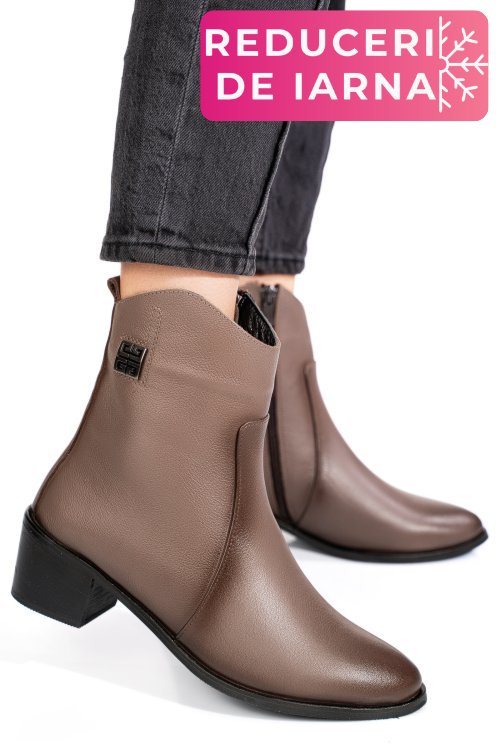 Ghete taupe piele naturala 2pc551