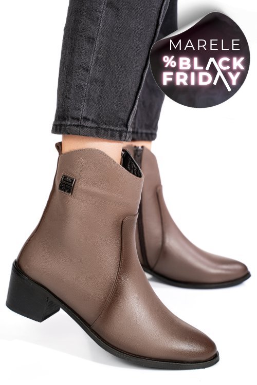 Ghete taupe piele naturala 2pc551