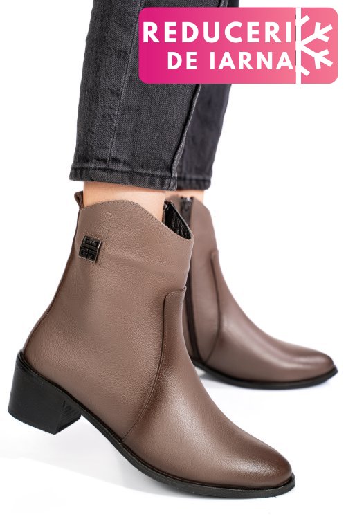 Ghete taupe piele naturala 2pc551