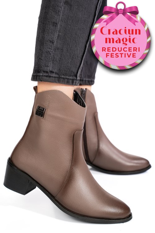 Ghete taupe piele naturala 2pc551