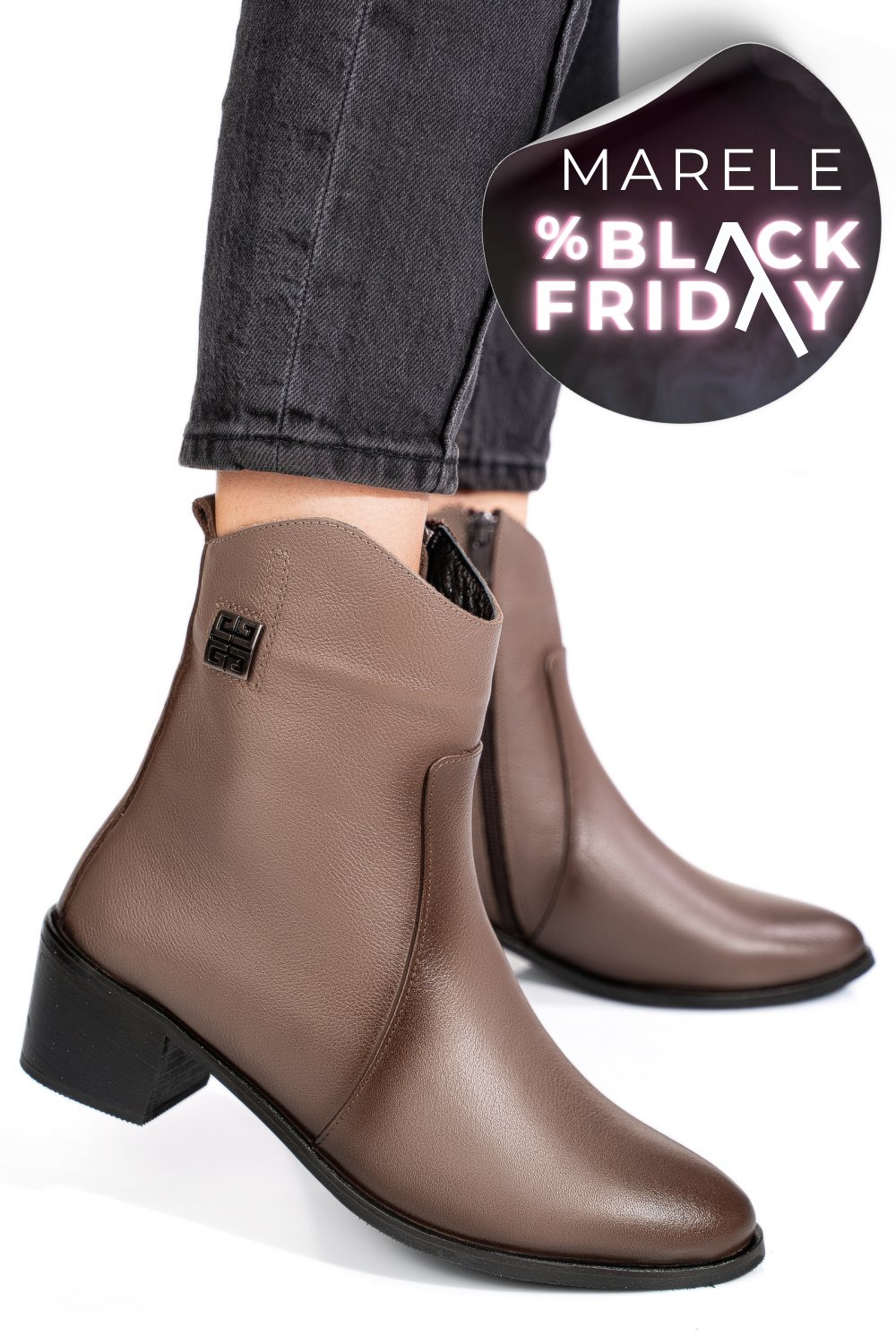 GHETE TAUPE PIELE NATURALA 2PC551