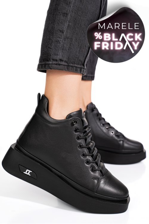 Ghete negre piele naturala 3pc113