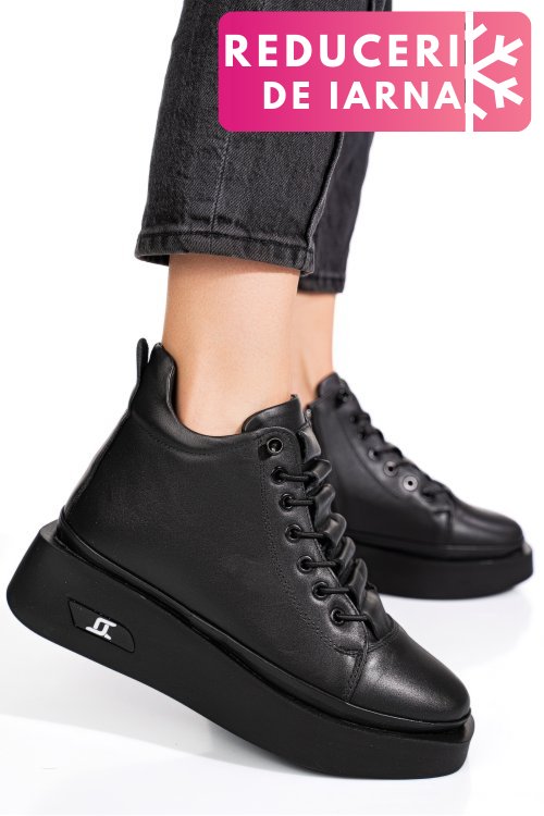 Ghete negre piele naturala 3pc113