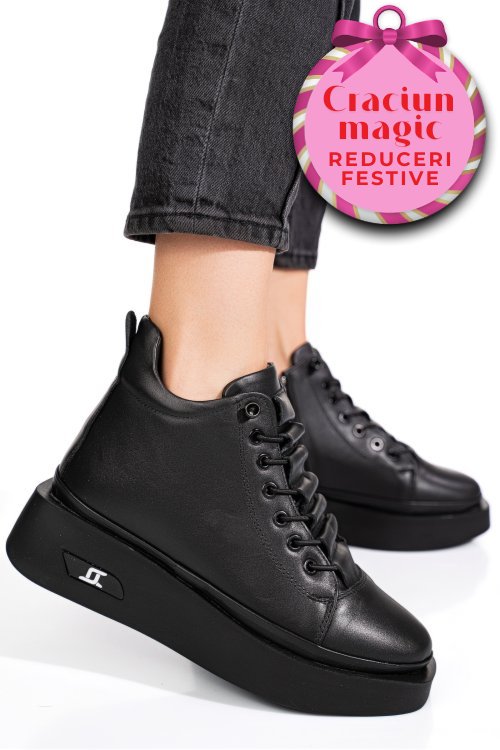 Ghete negre piele naturala 3pc113