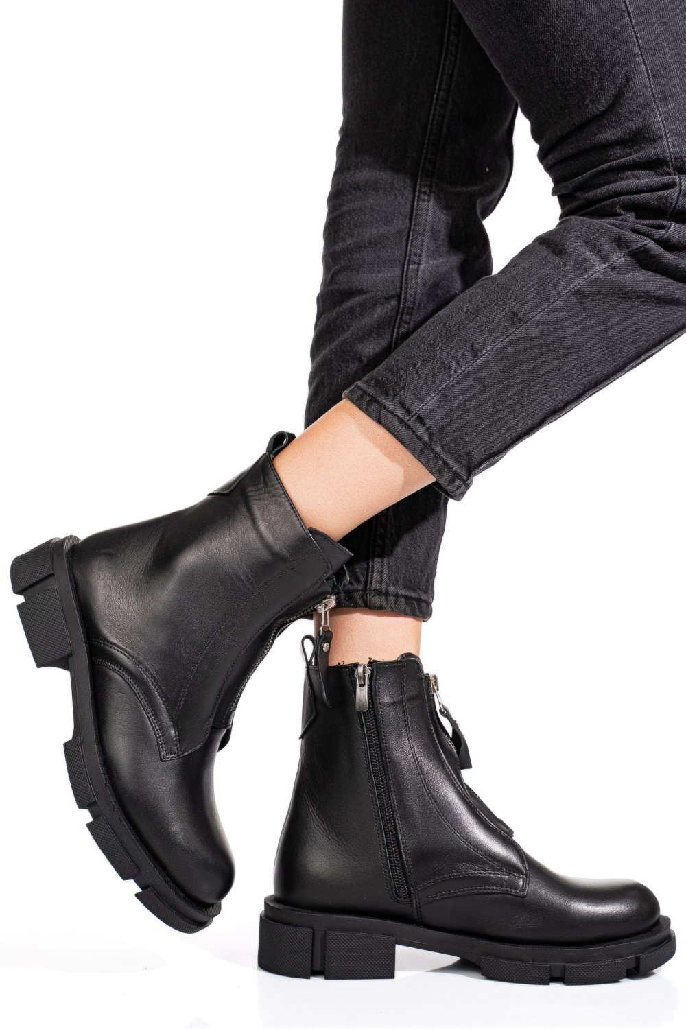 GHETE NEGRE PIELE NATURALA 0PC899