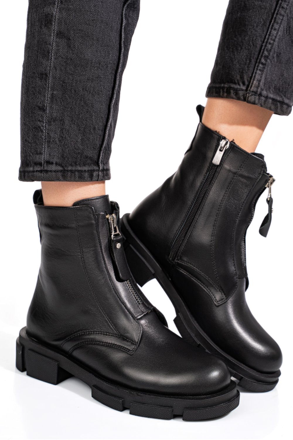 GHETE NEGRE PIELE NATURALA 0PC899