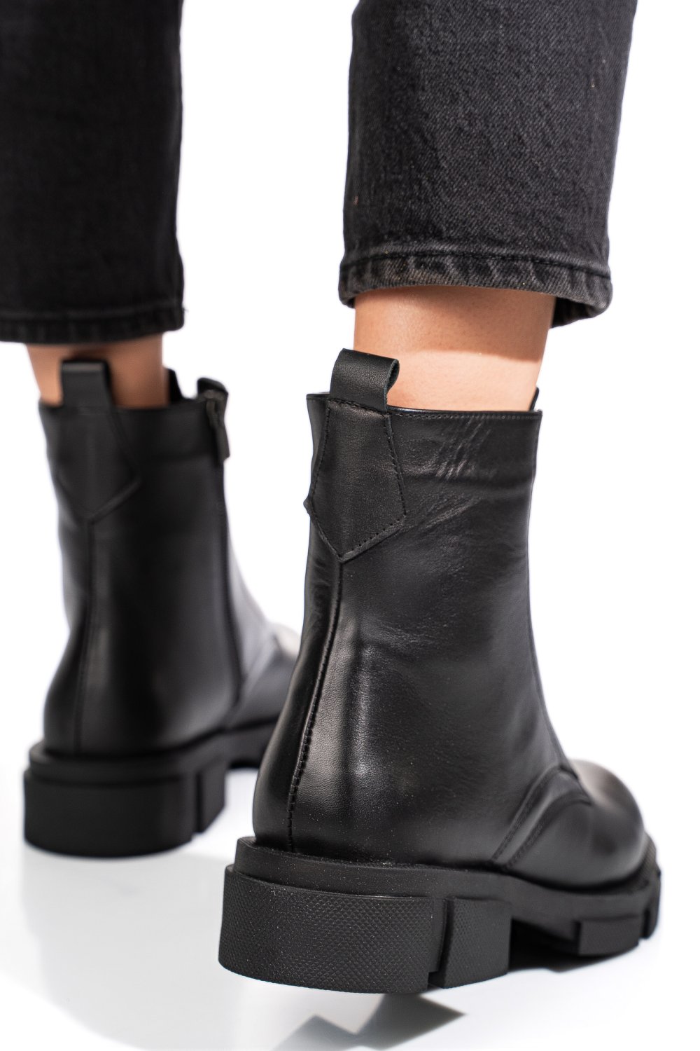 GHETE NEGRE PIELE NATURALA 0PC899