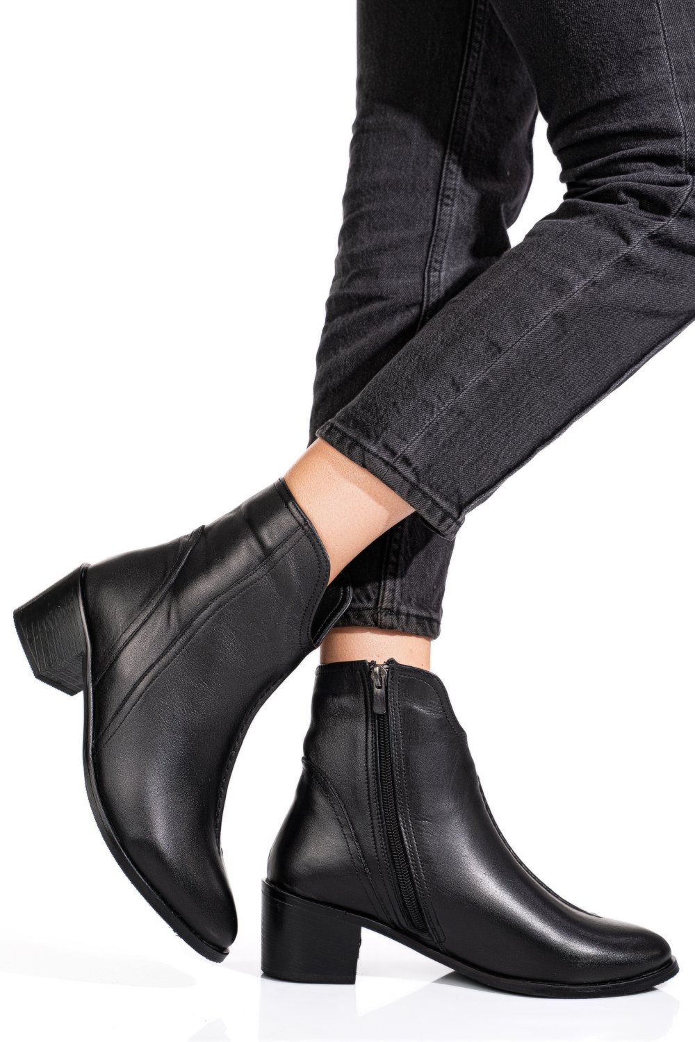 GHETE NEGRE PIELE NATURALA 4PC3000