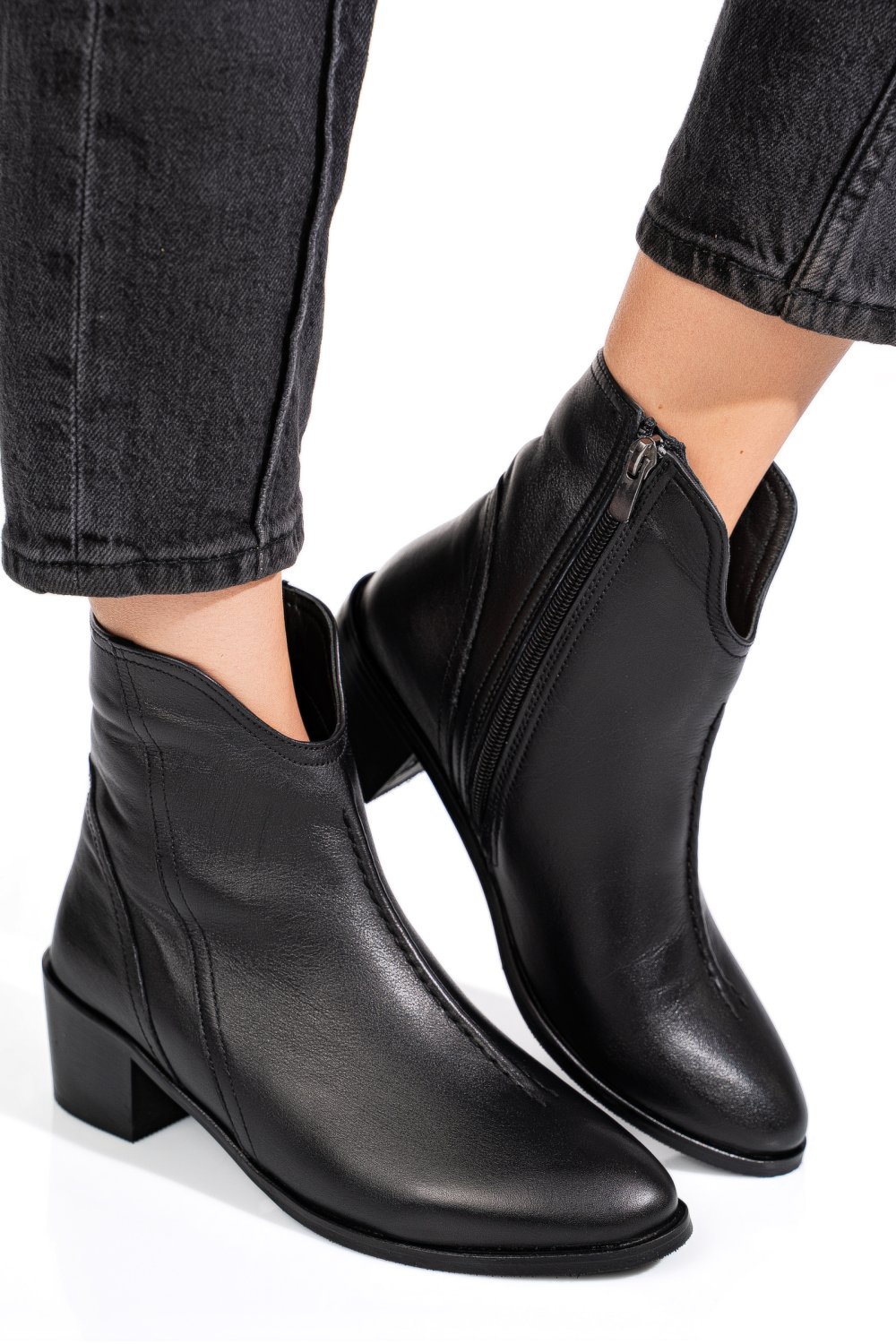 GHETE NEGRE PIELE NATURALA 4PC3000