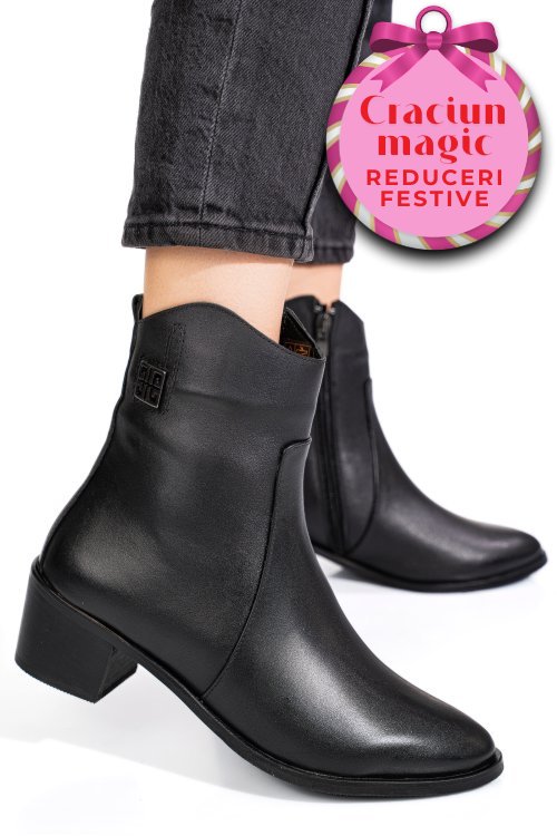 Ghete negre piele naturala 2pc551