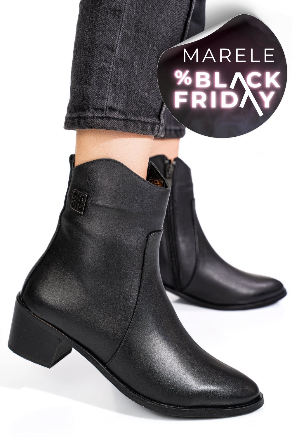 GHETE NEGRE PIELE NATURALA 2PC551