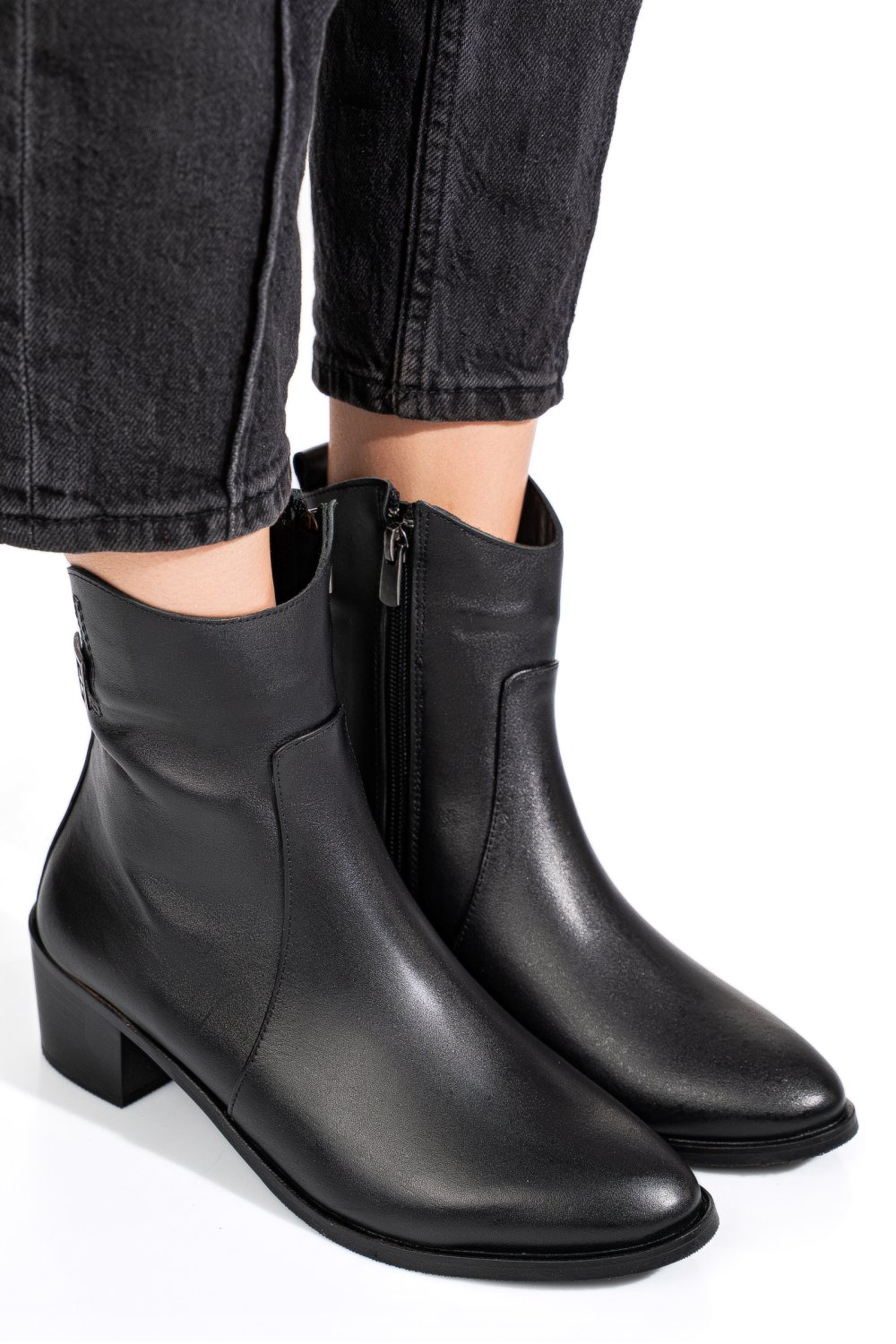 GHETE NEGRE PIELE NATURALA 2PC551