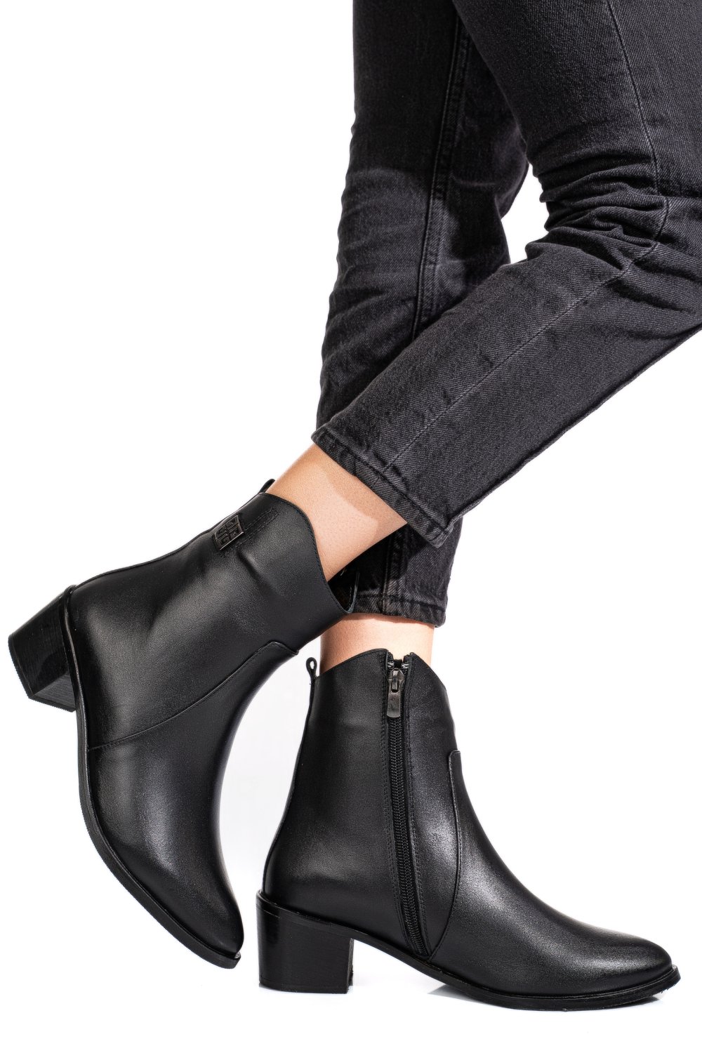 GHETE NEGRE PIELE NATURALA 2PC551