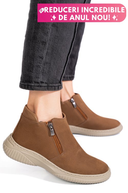 Ghete taupe piele naturala 3pc119