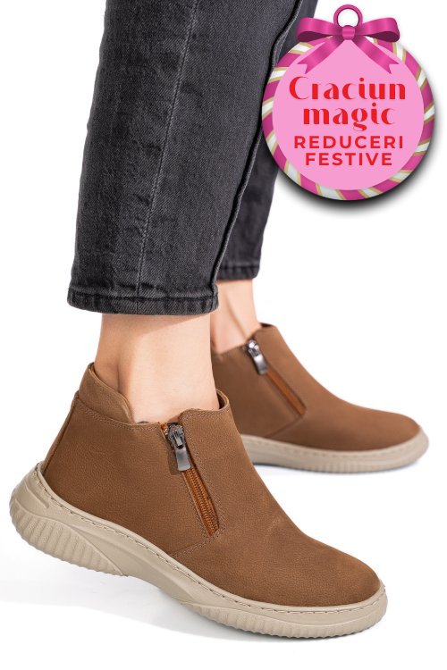 Ghete taupe piele naturala 3pc119