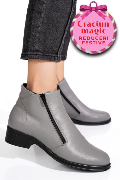 Ghete gri deschis piele naturala 0pc1