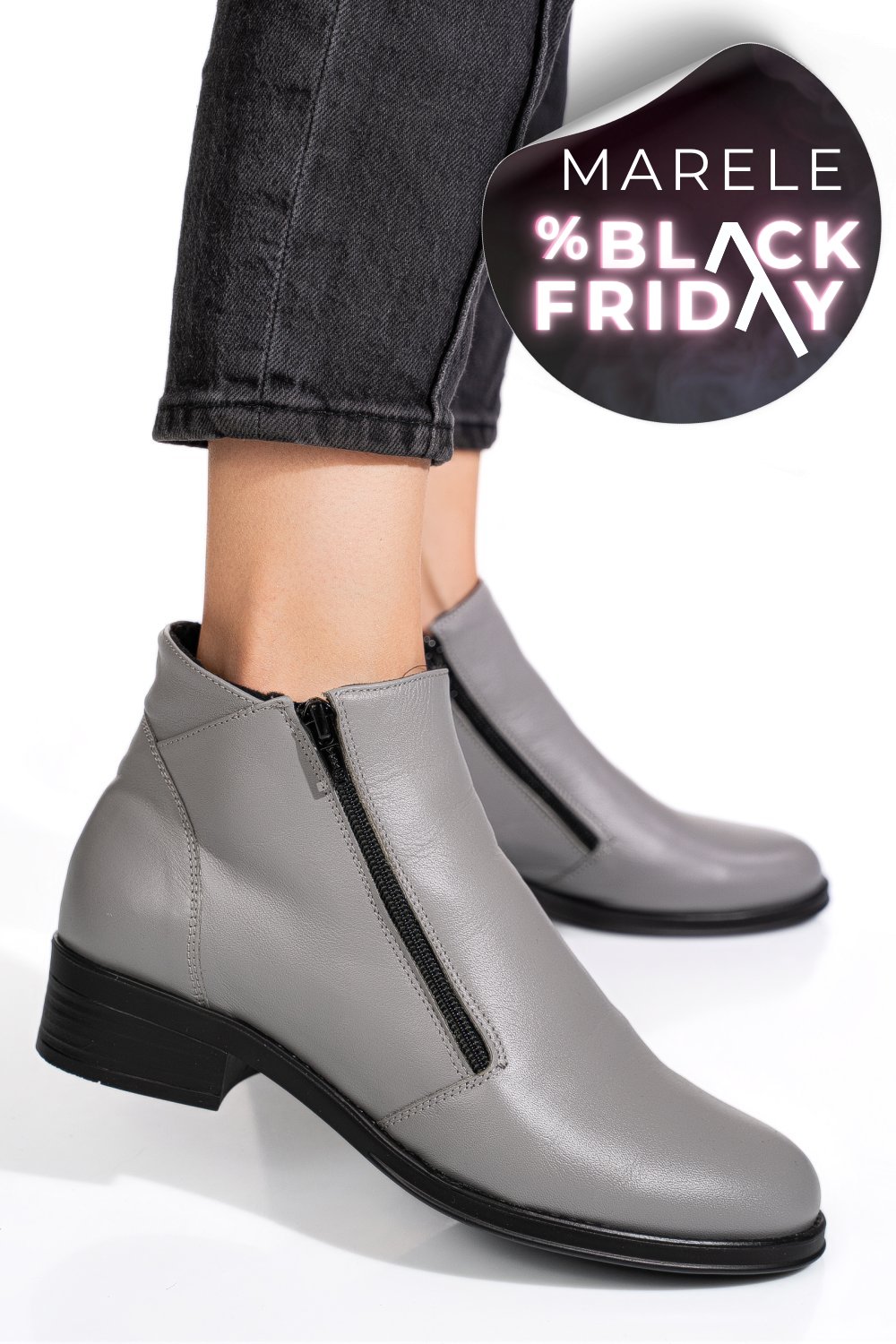 GHETE GRI DESCHIS PIELE NATURALA 0PC1