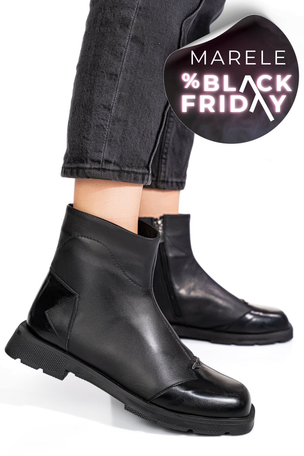 GHETE NEGRE PIELE NATURALA 2S77533