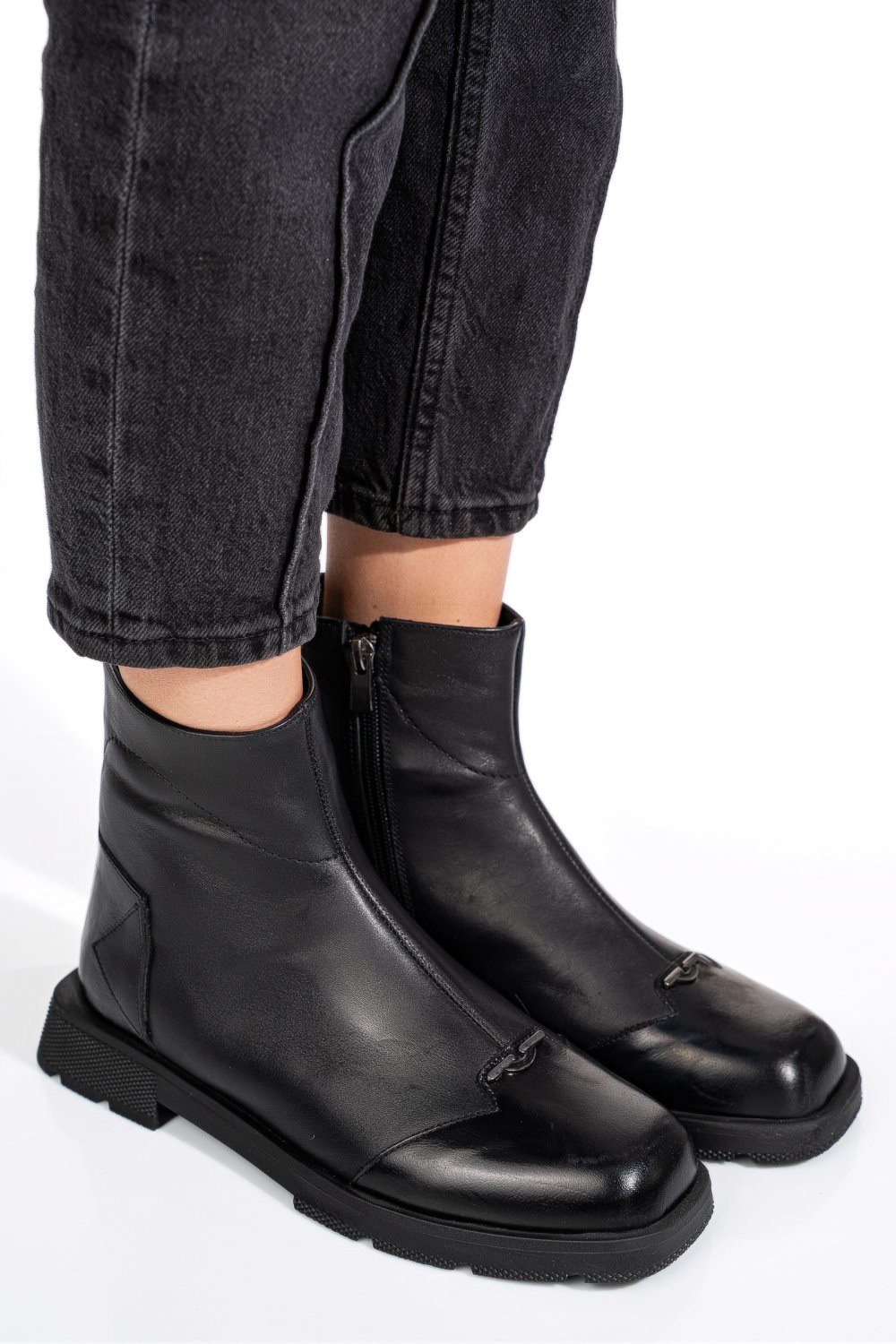 GHETE NEGRE PIELE NATURALA 2S77533