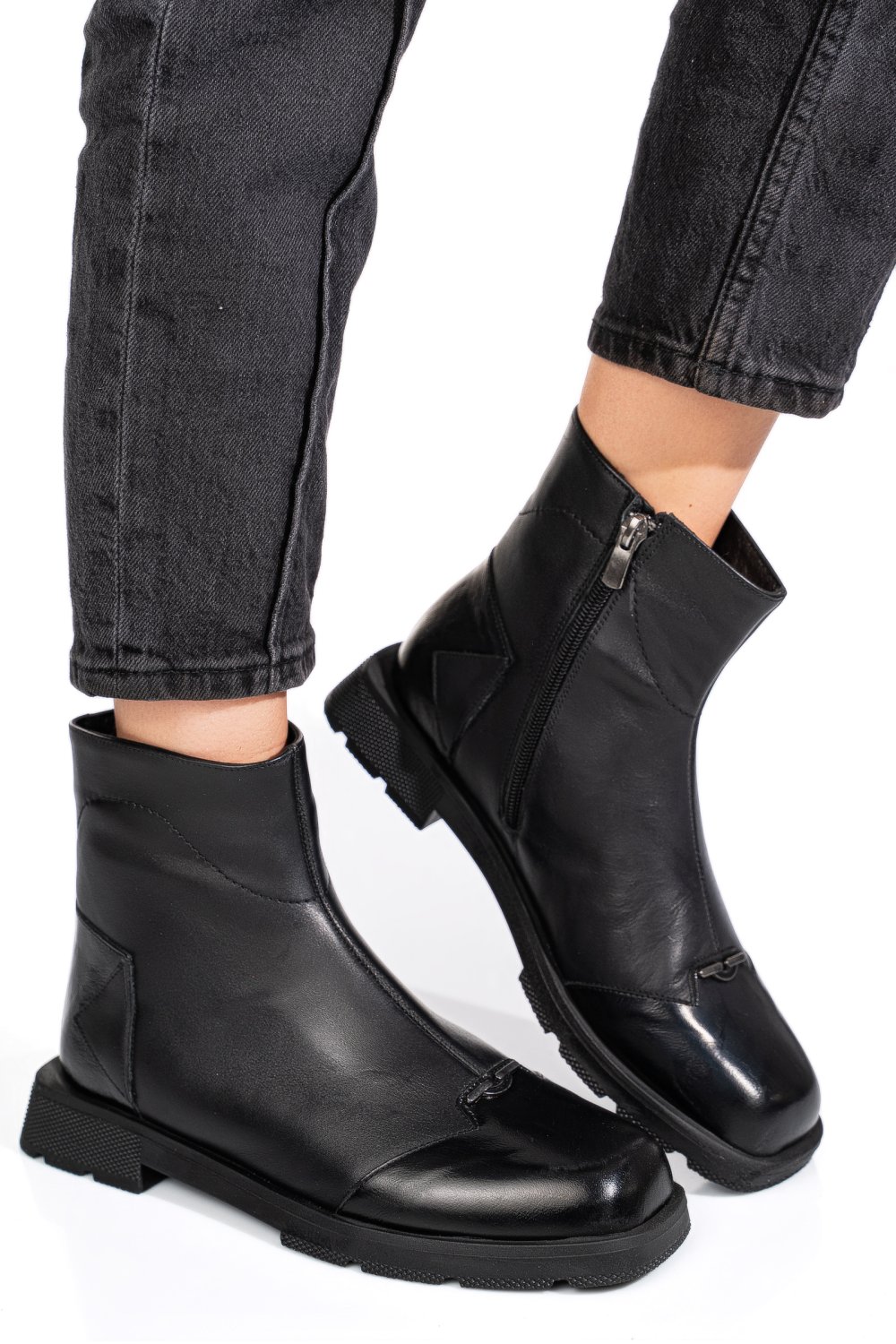 GHETE NEGRE PIELE NATURALA 2S77533