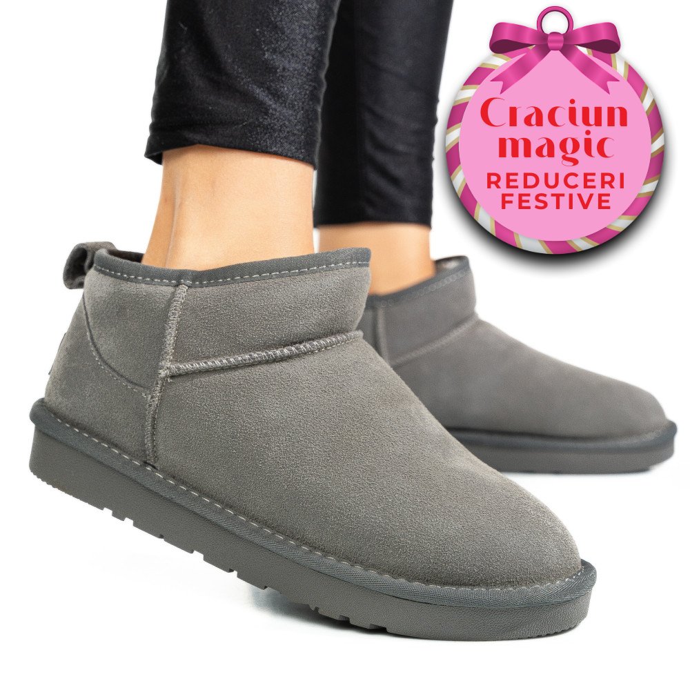 GHETE DAMA IMBLANITE PIELE NATURALA INTOARSA GRI 1S771200