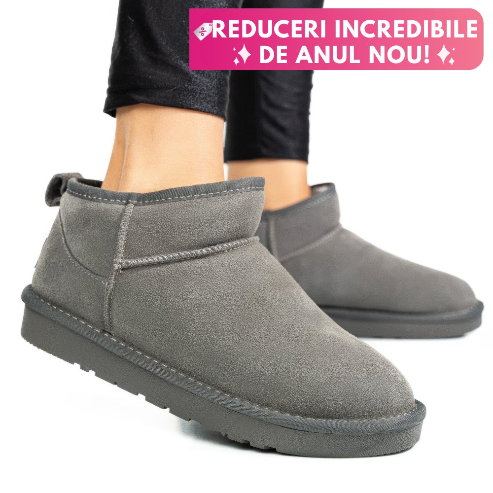 GHETE DAMA IMBLANITE PIELE NATURALA INTOARSA GRI 1S771200