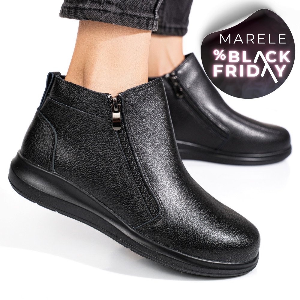 GHETE NEGRE PIELE NATURALA 2SP401