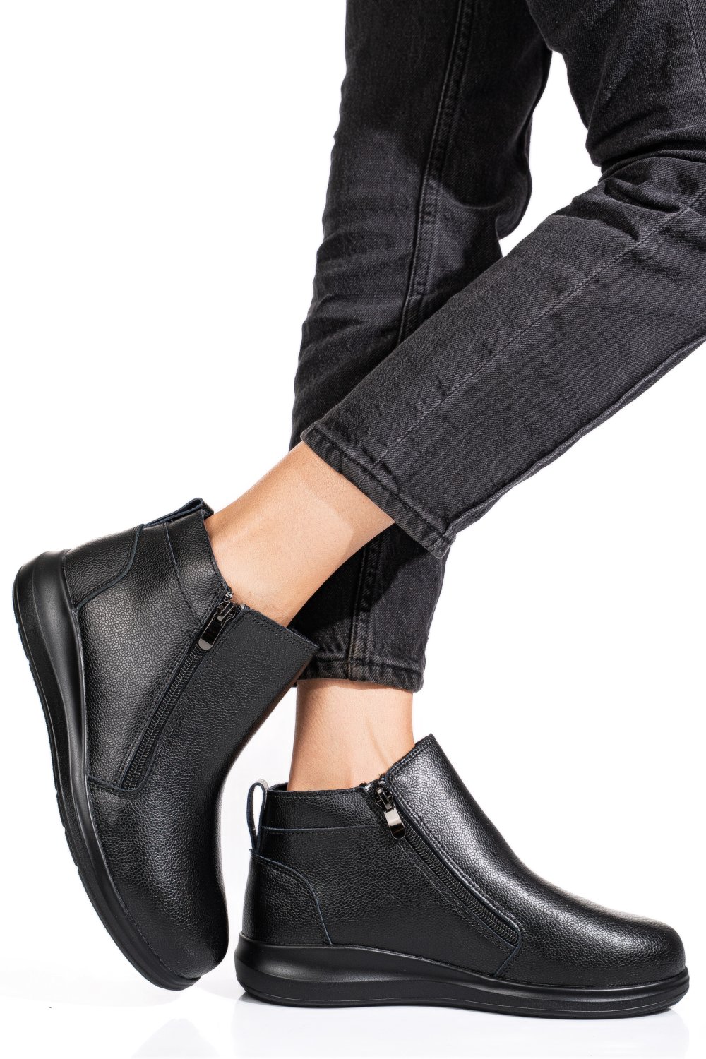 GHETE NEGRE PIELE NATURALA 2SP401