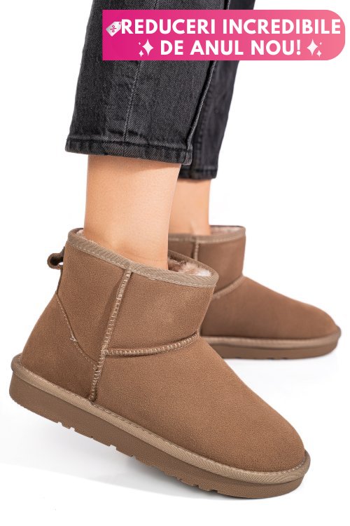 Cizme dama imblanite piele naturala intoarsa bej is771201