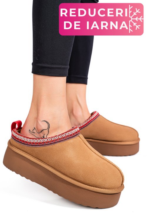 Saboti maro piele naturala intoarsa 1s77253