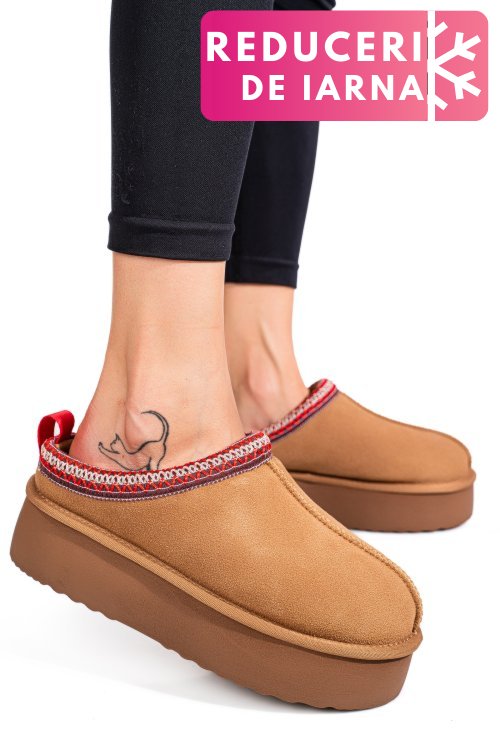 Saboti maro piele naturala intoarsa 1s77253