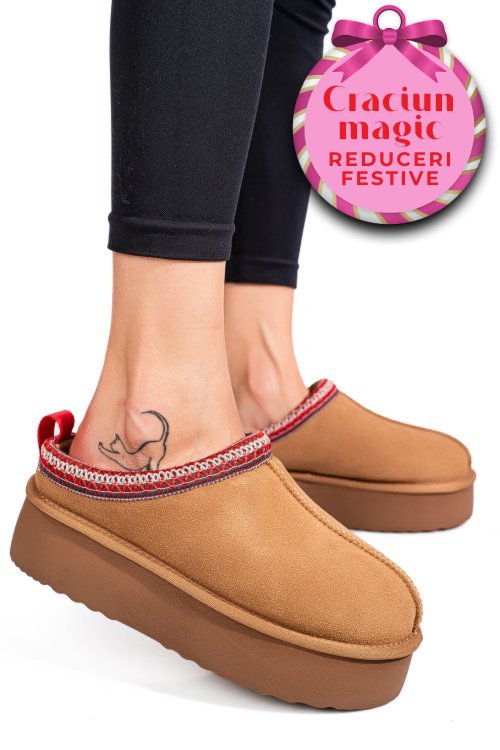 Saboti maro piele naturala intoarsa 1s77253