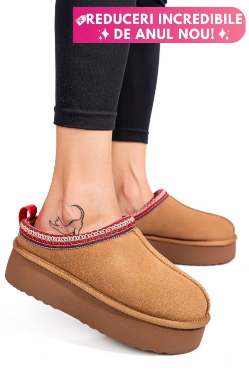 Saboti maro piele naturala intoarsa 1s77253