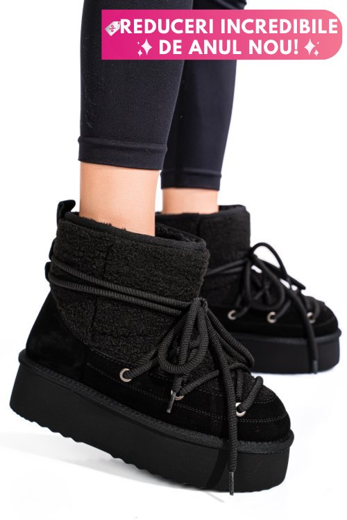 Cizme negre piele naturala intoarsa 1s77265