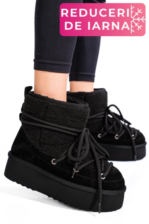 Cizme negre piele naturala intoarsa 1s77265