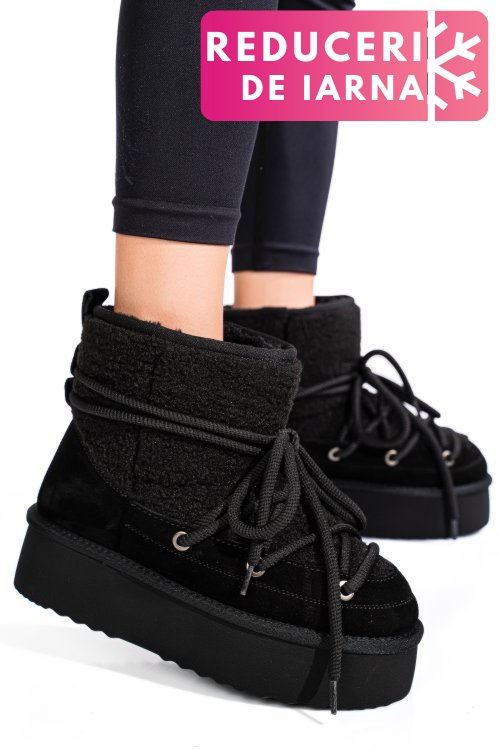 Cizme negre piele naturala intoarsa 1s77265