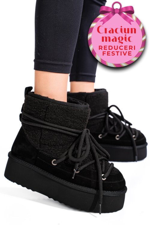 Cizme negre piele naturala intoarsa 1s77265