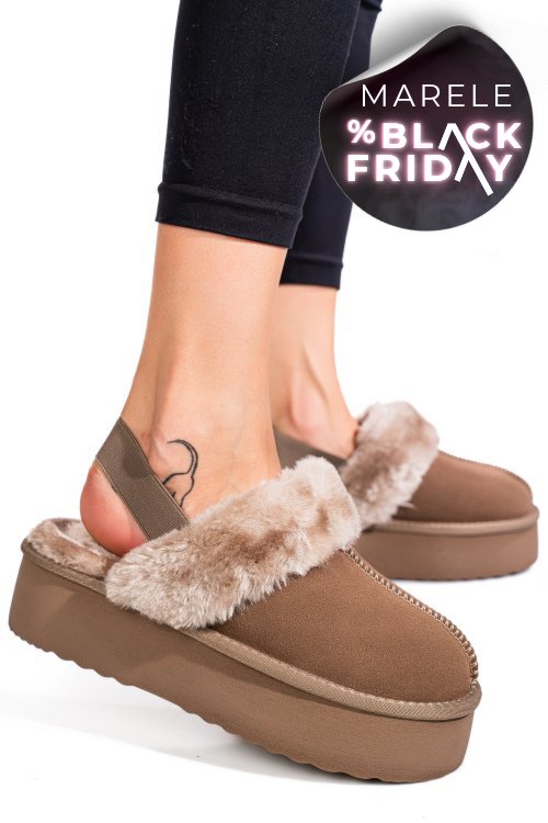 Saboti bej piele naturala intoarsa 1s77255