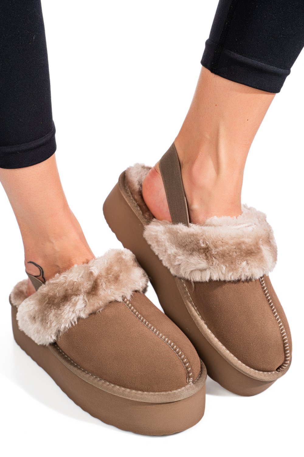 SABOTI BEJ PIELE NATURALA INTOARSA 1S77255