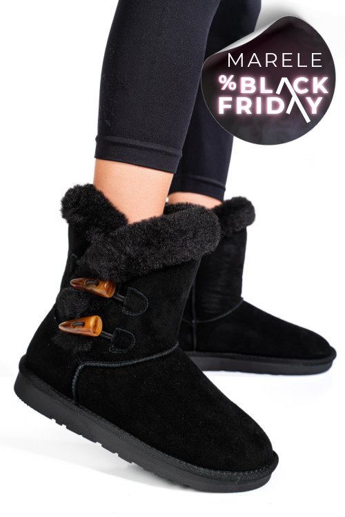 Cizme negre piele naturala intoarsa 1s77229