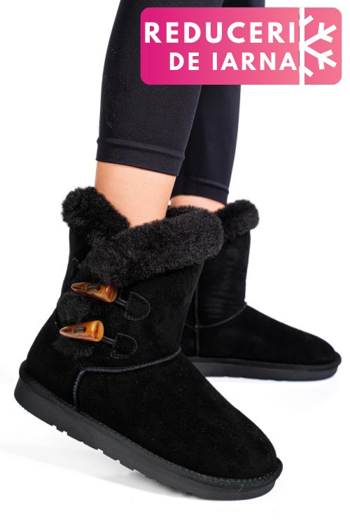 Cizme negre piele naturala intoarsa 1s77229