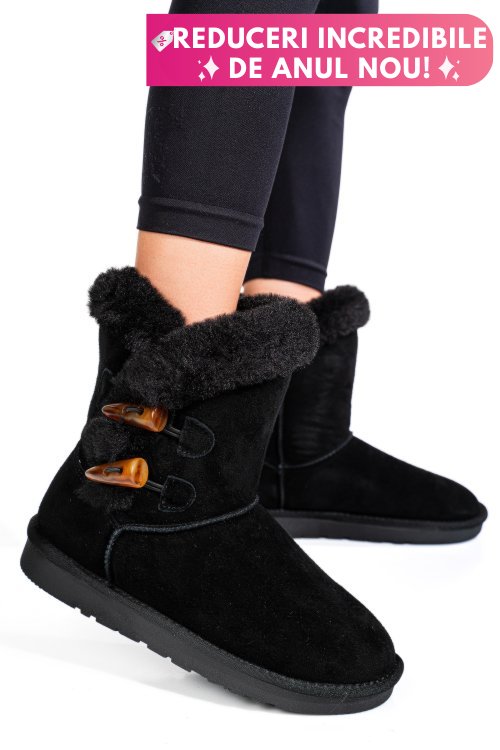 Cizme negre piele naturala intoarsa 1s77229