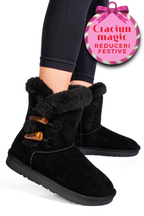 Cizme negre piele naturala intoarsa 1s77229