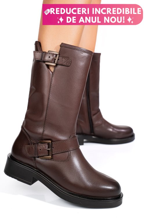 Cizme dama piele naturala maro inchis 1s773137