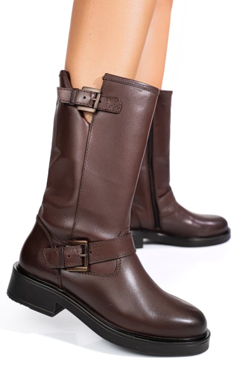Cizme dama piele naturala maro inchis 1s773137