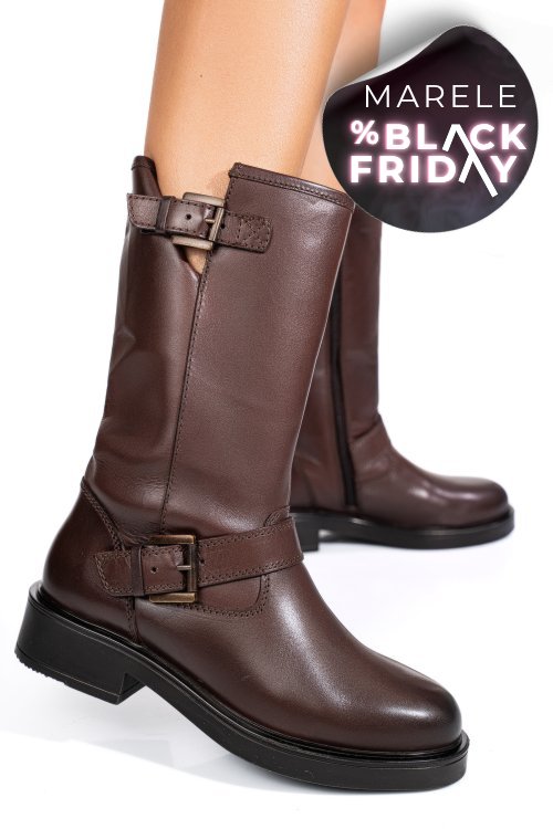 Cizme dama piele naturala maro inchis 1s773137