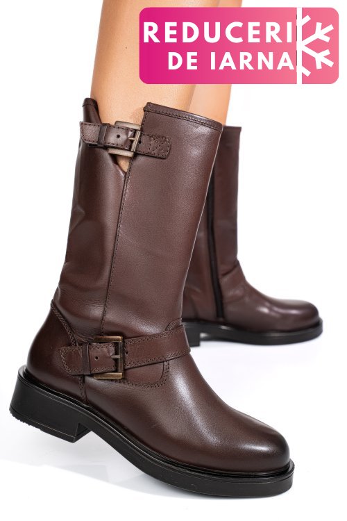 Cizme dama piele naturala maro inchis 1s773137