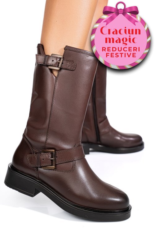 Cizme dama piele naturala maro inchis 1s773137
